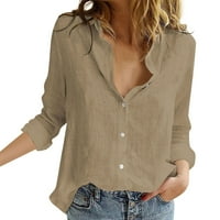 Cuhas bluze za žene radne bluze casual v bluza za bluzu dugih rukava s dugim rukavima dolje majica lagana