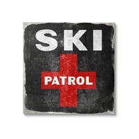 Stupell Industries znak skijaške patrole simbol Crvenog krsta Rustikalna Crna, 24, dizajn Kyra Brown