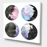 Designart 'mjesečeve faze s nebom i zvijezdama' boemski i eklektični platneni zidni umjetnički Print
