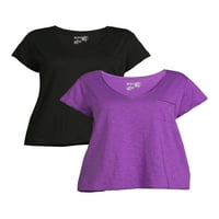 Terra & Sky ženska majica s V izrezom Plus veličine, 2 pakovanja