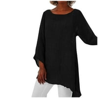 Ženski ljetni vrhovi dugih rukava casual bluza Čvrsta ženska majica Crew Crct crna 3xl