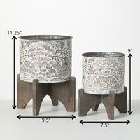 Sullivans cvjetaju okrugli metalni set od 2, 11,25 H & 9 G siva
