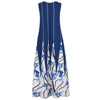 Ljetne haljine za žene bez rukava štampane Casual dužine gležnja Maxi zarez Datum vrata Bijela XXL