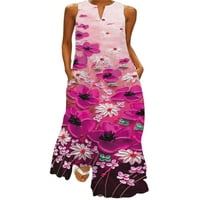Ljeto V izrez Boho Kaftan Maxi haljine za žene za odmor na plaži Dugim sandress dame modne rukavice bez