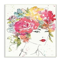 Stupell Industries Glam modni cvijet kosa figura crtanje Neuramljena Umjetnost Print zid Art, 10x15