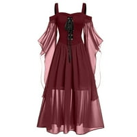 Plus Size Goth haljina za žene hladno rame leptir rukav haljina Pertlanje haljina za Noć vještica renesansna