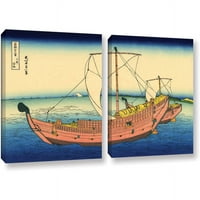 Artwall Katsushika Hokusai Provincije Kazusa Sea Route Set platnene galerije od 2 komada