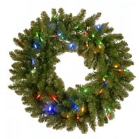 Nacionalna stabla Prethodna umjetna božićna vijenac, zelena, kraljevi drveta, dvostruka LED svjetla, božićna