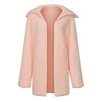 Zimski kaputi za žene plus moda Žene Topli FAU kaput Cardigan zimski čvrsti dugi rukav na prodaju ružičasta