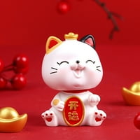 Juliy Slatki Izraz Kineski Znakovi Print Sjedeći Položaj Lucky Cat Figura Kineski Sretni Bogatstvo Maše Mačka Statua Ornament Home Decor