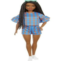 Barbie FASHIZASAS lutka # u srčanoj košulji i šorc sa pletenom kosom, tenisice i sunčanim naočalama