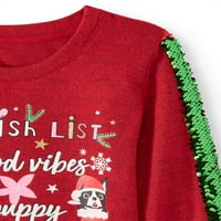 Vrijeme Za Odmor Reverzibilni Flip Sequin Božićni Džemper Knit Top