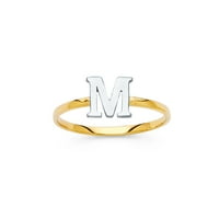 Dragulji 14k bijelo i žuto zlato Dvotonsko početno slovo prsten za slaganje B Veličina 5.5