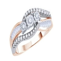 Bijeli prirodni dijamantski bypass prsten u 10k ružičastog zlata