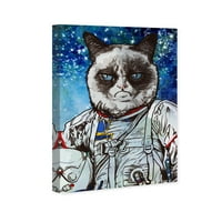 Wynwood Studio Životinje Zidno umjetnosti Platno Ispisuje mačke i mačiće kapetane Grumpy - bijeli, plavi