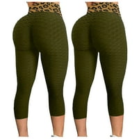 Ženske Pantalone Plus Size Modni Print Yoga Casual Sportske Pantalone Visokog Struka Zelene M