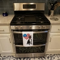 Pit bull crna patriotski bijeli kuhinjski ručnik set