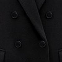 Ikevan Žene Čvrste Dvostruko Grudi Dugme Prednji Stil Plus Veličina Coat Tops Crna 18