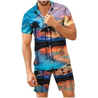 Penkiiy Muška odjeća za kratke komplete Muška Havajska odjeća za plažu ljetni Boho Shirt Shorts 2-dijelni