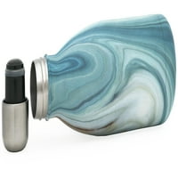 Jednostavan moderni val OZ Ocean Canct plavi i srebrni izolirani nehrđajući čelik boca sa uskim i vijčanim