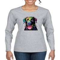Ljubav može napraviti rep wag pitbull ljubitelj psa ženska grafička majica dugih rukava, Heather Grey,