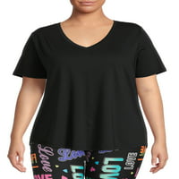 Terra & Sky ženska majica s V izrezom Plus veličine sa kratkim rukavima