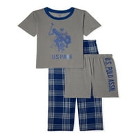 S. Polo Assn. Kratki rukavi za dječake, kratke hlače i hlače pidžama sleep Lounge Set, 3 komada, veličine