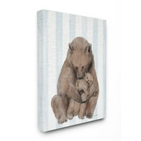 Stupell Industries šarmantni porodični medvjed i mladunče plave pruge rasadnik ilustracija platneni zidni