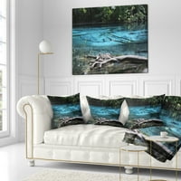 Designart Blue Pond u dubokoj šumi - jastuk za bacanje pejzažne fotografije-18x18