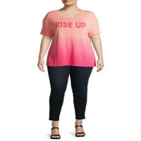 Tru self ženska Plus Size Rise Up Ombre grafička majica sa kratkim rukavima