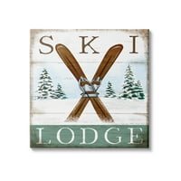 Stupell Industries Ski Lodge rustikalni znak kabine Snowy Tree Forest, 36, dizajn Elizabeth Tyndall